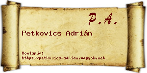Petkovics Adrián névjegykártya