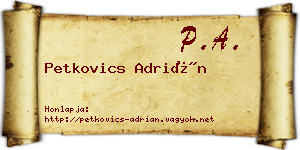 Petkovics Adrián névjegykártya