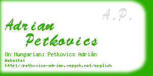 adrian petkovics business card